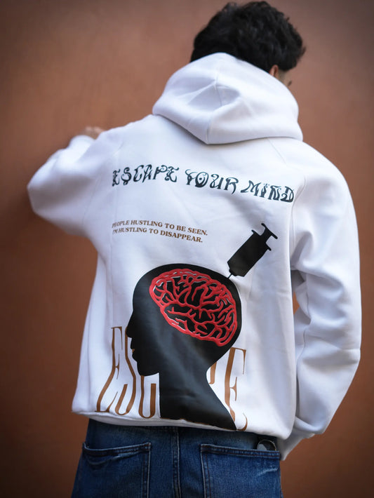 Escape Your Mind -white Unisex Hoodie